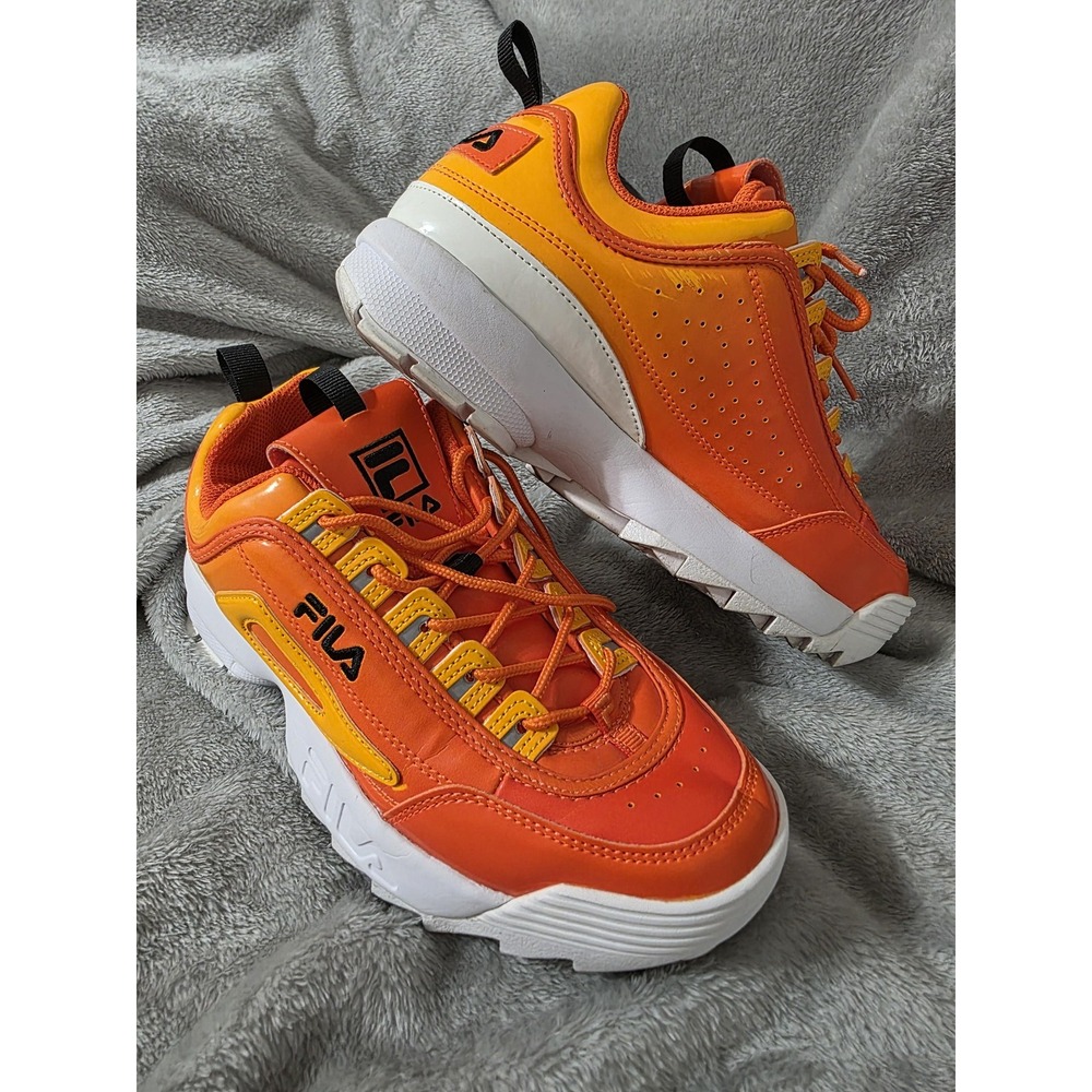 FILA Disruptor II Orange Yellow Chunky Sneakers Mens 7 3XM01777-821